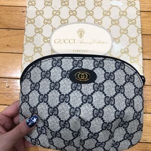 Vintage Gucci Pouch Purse Clutch EUC Blue & Box